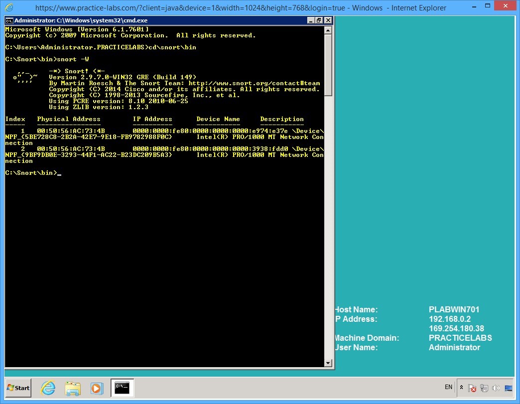 Practice Labs screenshot.
